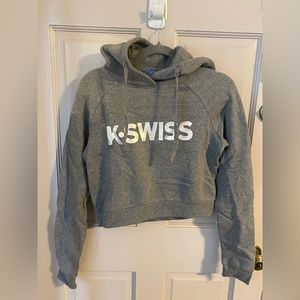 K SWISS cropped hooded fleece sweatshirt XS